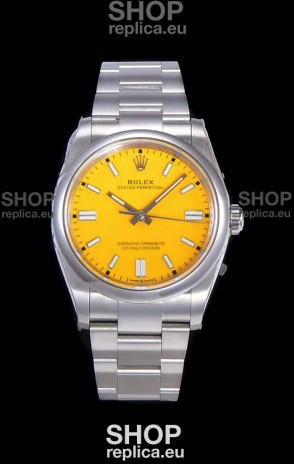 Rolex Oyster Perpetual REF#124300 41MM Cal.3230 Movement Swiss Replica Yellow Dial 904L Steel 1:1 Mirror Replica Watch