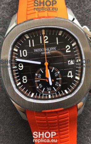Patek Philippe Aquanaut 5968 Chronograph Steel Casing Orange Strap Watch in Swiss Automatic Movement