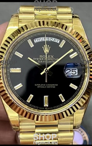 Rolex Day Date Presidential 18K Yellow Gold Watch 40MM - Black Dial 1:1 Mirror Quality