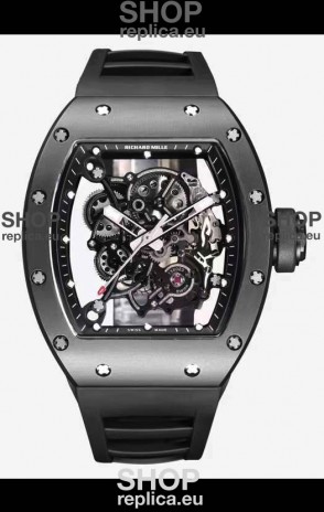 Richard Mille RM055 Black Ceramic Casing 1:1 Mirror Replica Watch in Black Strap