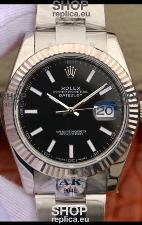 Rolex Datejust 41MM Cal.3135 Movement Swiss Replica Watch in 904L Steel Casing Black Dial