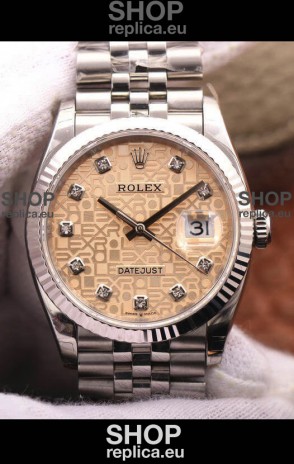 Rolex Datejust 36MM Cal.3135 Movement Swiss Replica Watch in 904L Steel Champange Computer Dial 