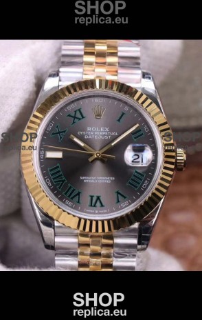 Rolex Datejust 41MM Cal.3135 Movement Swiss Replica Watch in 904L Steel Two Tone Grey Dial 