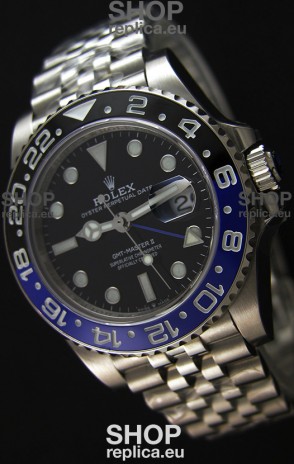 Rolex GMT Masters Batman Japanese Replica Movement Watch in Jubilee Strap 