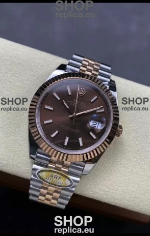 Rolex Datejust 126331 41MM ETA3235 72 Hours Power Brown Dial Jubilee 1:1 Mirror Replica in Rose Gold 904L Steel
