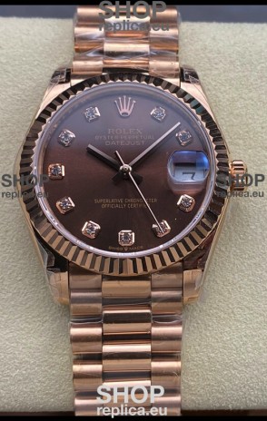 Rolex Datejust 31MM Swiss Watch in 904L Steel Rose Gold Chocolate Dial 1:1 Mirror Replica
