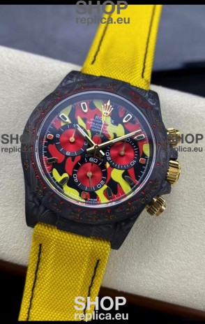 Rolex Daytona DiW Military Yellow Edition Watch - Forged Cabon Casing 1:1 Mirror Replica