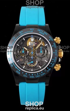Rolex Daytona Blaken Blue 1:1 Swiss Mirror Replica Skeleton Dial Cal.4130 Movement