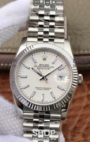 Rolex Datejust 36MM ETA-3135 Movement Swiss Replica in 904L Steel in White Dial 
