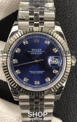 Rolex Datejust 36MM ETA-3135 Movement Swiss Replica in 904L Steel in Blue Dial 