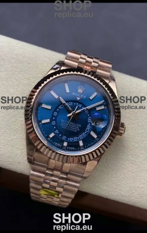 Rolex Sky-Dweller REF# 336935 Blue Dial Watch in Rose Gold 904L Steel Case 1:1 Mirror Replica