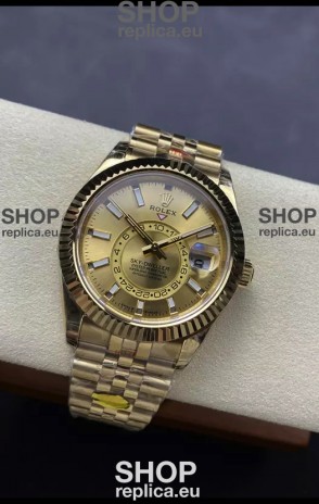Rolex Sky-Dweller REF# 336935 Gold Dial Watch in Yellow Gold 904L Steel Case 1:1 Mirror Replica