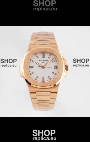 Patek Philippe Nautilus 5711/1R-001 1:1 Mirror Replica in 904L Steel Rose Gold White Dial