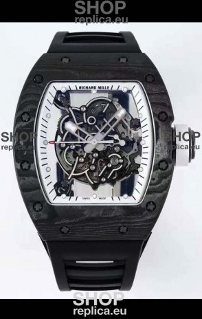 Richard Mille RM055 Forged Carbon Casing 1:1 Mirror Replica Watch in Black Strap 