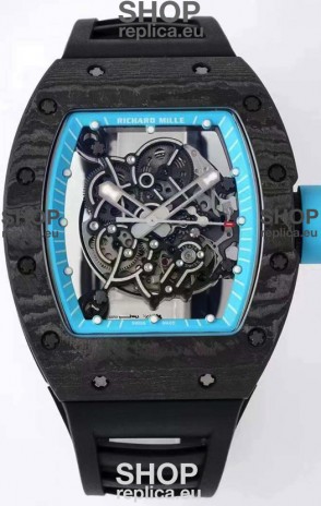 Richard Mille RM055 Forged Carbon Casing 1:1 Mirror Replica Watch in Black Strap 