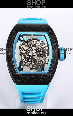 Richard Mille RM055 Black Carbon Casing 1:1 Mirror Replica Watch in Blue Strap