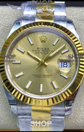 Rolex Datejust 126333 41MM Cal.3135 Swiss 1:1 Mirror Replica Watch in 904L Gold Dial 