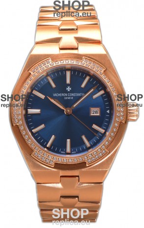Vacheron Constantin Overseas Rose Gold Casing Blue Dial 35MM Swiss Replica Watch 