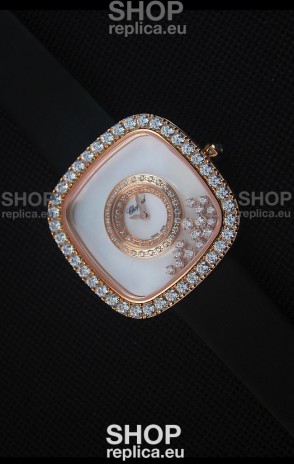 Chopard Happy Diamonds 38MM Black Strap in White Dial