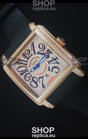 Franck Muller Conquistador King Automatic Watch in Pink Gold with Nylon Strap