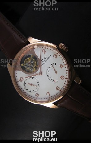IWC Portugieser Tourbillon Rose Gold Watch in White Dial 