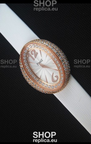 Piaget Limelight Magic Hour Swiss Quartz Watch Rose Gold in White Strap