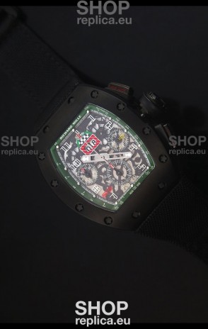 Richard Mille RM011 Filipe Massa PVD Swiss Replica Watch in Black Nylon Strap