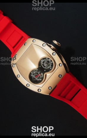 Richard Mille RM053 Tourbillon Pablo Mac Donough Pink Gold Case Red Strap Swiss Watch