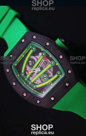 Richard Mille RM059 Yohan Blake Forged Carbon Case Swiss Replica Watch in Green Bezel