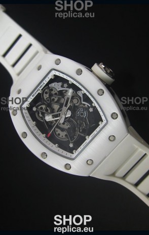 Richard Mille RM055 White Ceramic Case Watch in White Inner Bezel