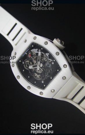 Richard Mille RM055 White Ceramic Case Watch in Black Inner Bezel