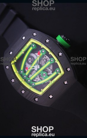 Richard Mille RM059 Yohan Blake Forged Carbon Case Swiss Replica Watch in Yellow Bezel