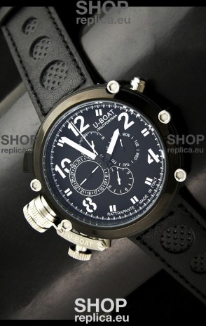 U-Boat Flightdeck Rattrapante Japanese Automatic Watch in Black Dial
