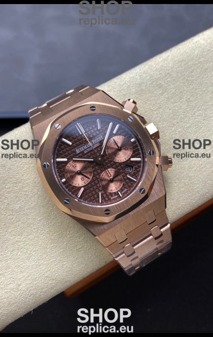 Audemars Piguet Royal Oak Super Clone - Rose Gold Casing Brown Dial in 41MM