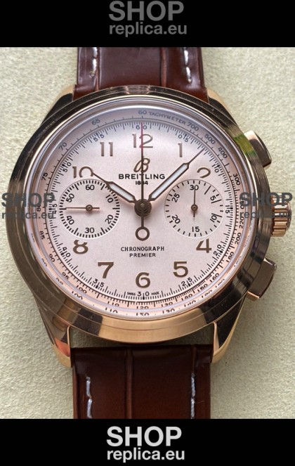 Breitling Premier B01 Chronograph 42 Edition Rose Gold White Dial - 1:1 Mirror Replica Watch