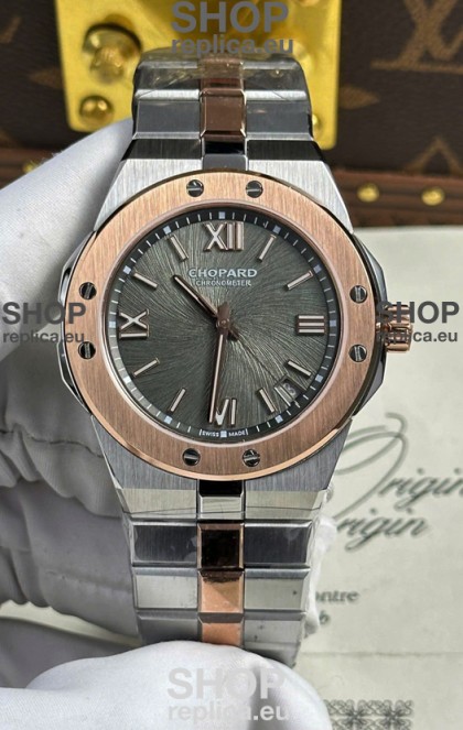 Chopard Alpine Eagle Two Tone Rose Gold Grey Dial Super Clone Replica Watch 