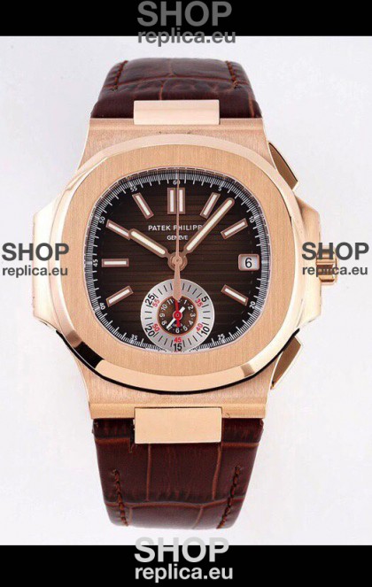 Patek Philippe Nautilus 5980/1R-001 Rose Gold 904L Steel Case in Brown Dial - 1:1 Mirror Replica