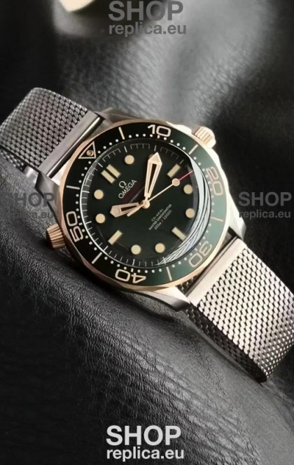 Omega Seamaster Super Clone 300M Diver Titanium Two Tone Green Dial Watch 