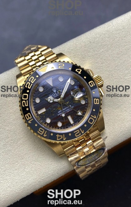 Rolex GMT Masters II Super Clone 126718GRNR Yellow Gold Tiger Iron Dial Swiss Replica Watch