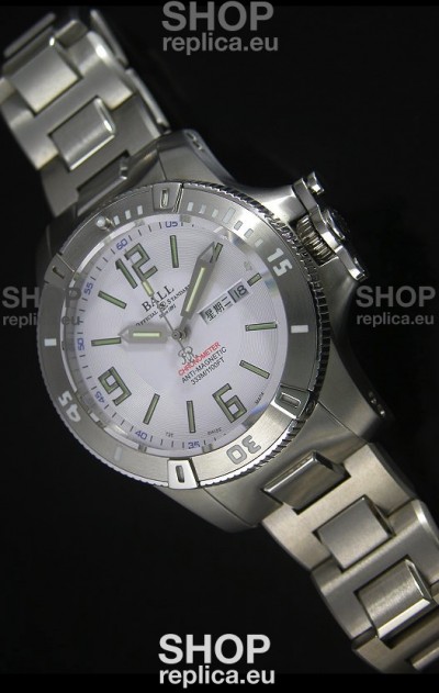 Ball Hydrocarbon Spacemaster Automatic Replica Day Date Watch in White Dial - Original Citizen Movement 