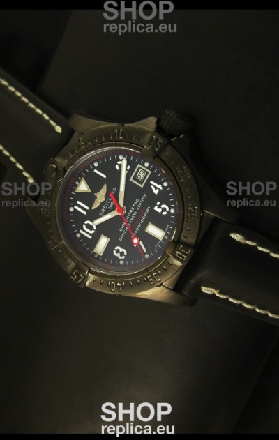 Breitling Seawolf PVD Coated Swiss Watch in Black Strap