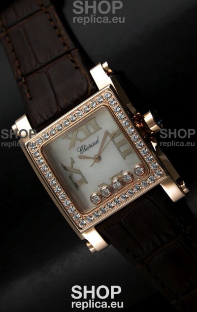 Chopard Happy Sport Swiss Replica Watch in Brown Strap
