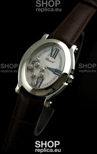 Chopard Happy Sport Swiss Replica Watch in Brown Strap