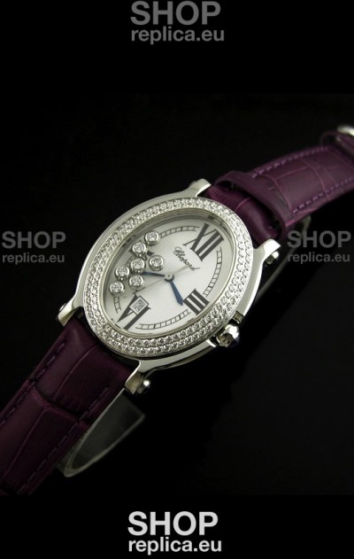 Chopard Happy Sport Swiss Replica Watch in Purple Strap