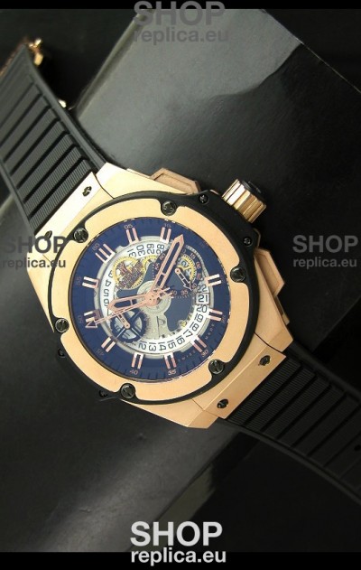 Hublot Big Bang King Power Skeleton Swiss Watch in Rose Gold