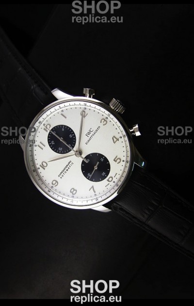 IWC Portuguese Chronograph Swiss Replica Watch in Steel Case - 1:1 Mirror Replica Edition