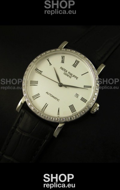 Patek Philippe Calatrava 5120 Swiss Replica Watch in Steel Casing - Roman Hours