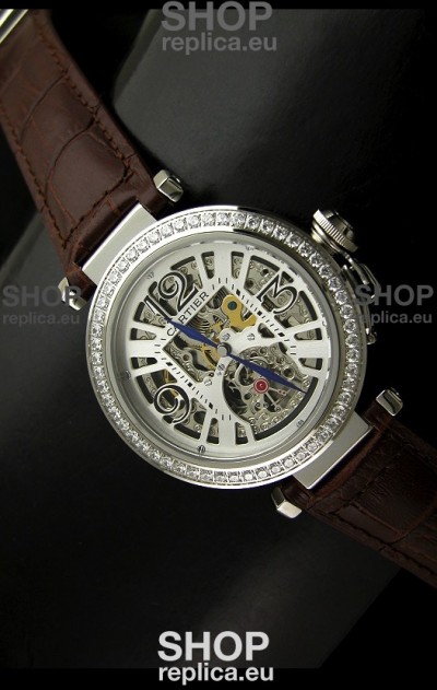 Cartier Ronde De Ladies Replica Watch in Decorated Skeleton Dial