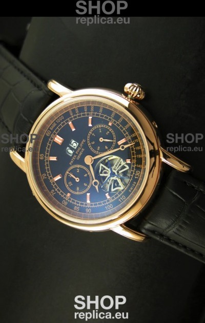 Patek Philippe Complications Tourbillon Japanese Replica Watch in Pink Gold