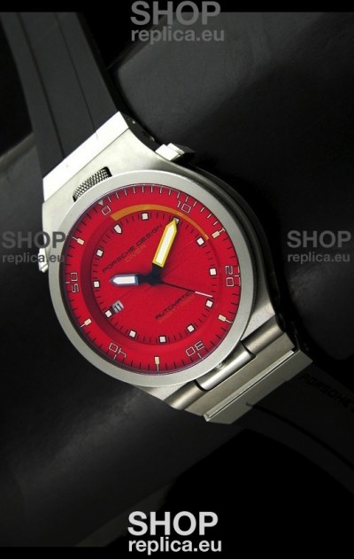 Porsche Design Diver Swiss Titanium Watch in Red Dial - Ultimate Mirror Replica
